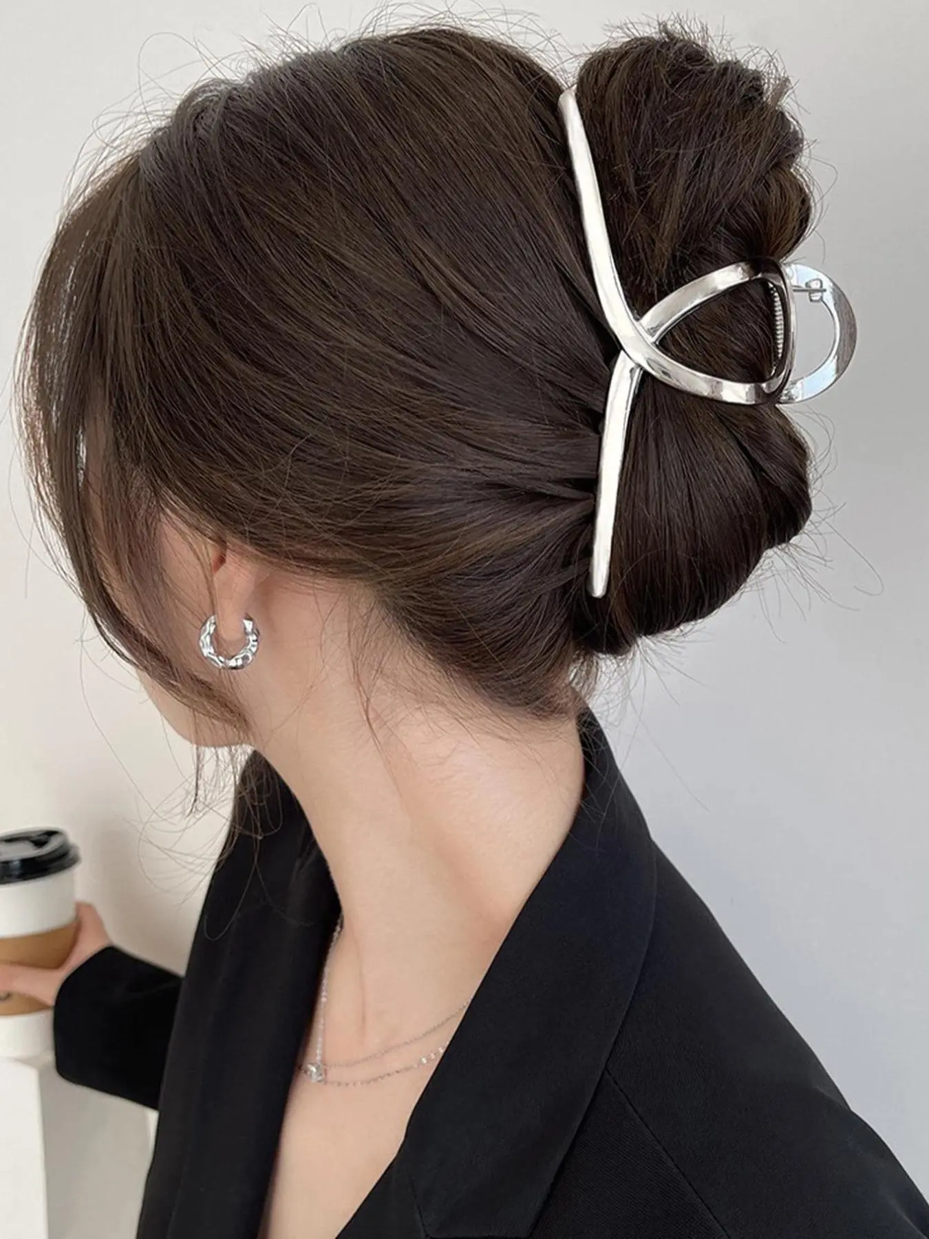 Women's Elegant Plain Zinc Alloy Hair Claw, Casual Large Size Easy Grip Back Claw, Strong Clip Suitable for Thin Hair and Thick Hair, Fashionable Hair Accessories For Women & Girls