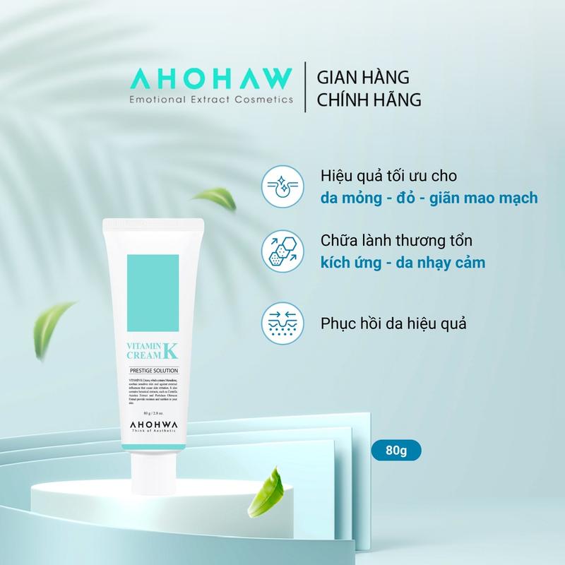 TEM CÔNG TY Kem Dưỡng AHOHWA Vitamin K Cream Dưỡng Ẩm Phục Hồi Da Giảm Ửng Đỏ Do Kích Ứng 80g