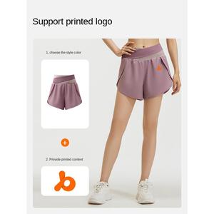 Seluar Pendek Yoga, Dua Keping Palsu, Pelbagai Warna, Anti-Pendedahan, Seluar Pendek Sukan, Sesuai untuk Berlari dan Kecergasan, Untuk Wanita, Perasaan Alamiah