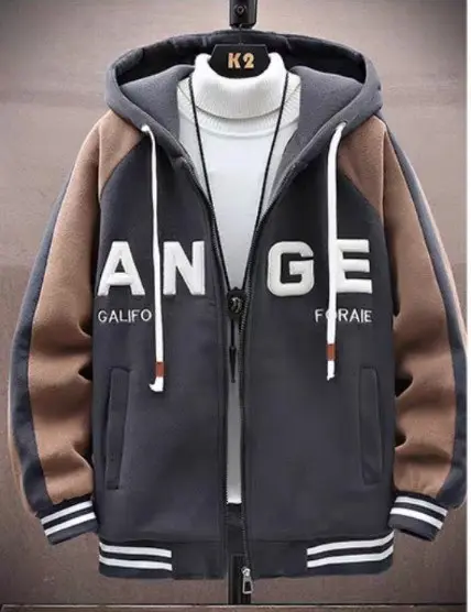 ÁO KHOÁC NỈ NAM NÓN TO DÂY KÉO LOGO THÊU  DÂY BẢN TO PHONG CÁCH MỚI Menswear Tay Dài 4
