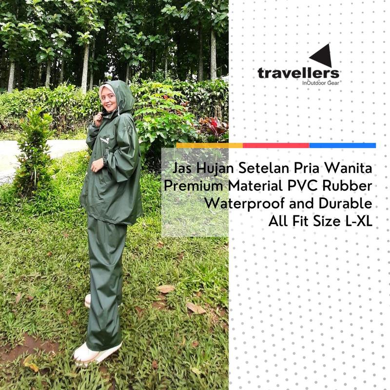Traveller Jas Hujan Premium Setelan Celana Pria Wanita Raincoat 7