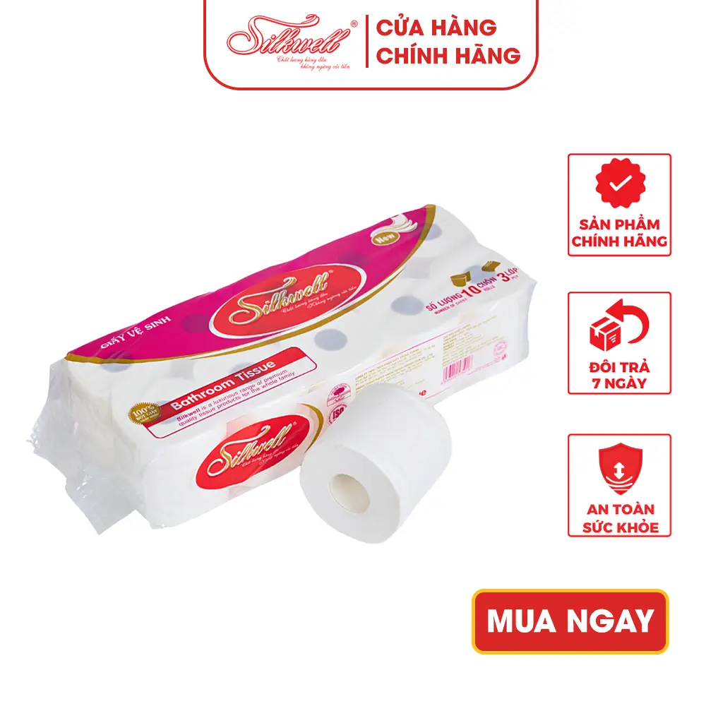 Giấy vệ sinh Silkwell Tím 1kg 10 cuộn 3 lớp