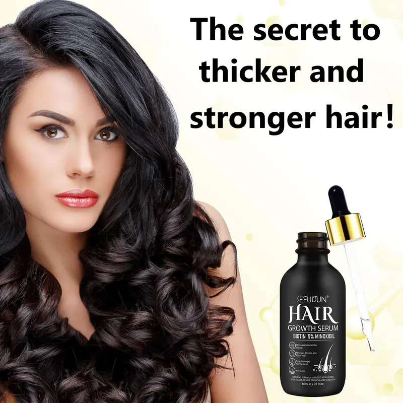 5% Minoxidil Hair Serum, Safe and Effective Hair Strengthening Serum with Biotin for Thinning Hair, Creat Fuller, Thicker Hair, Hair Care Product for Men & Women, Christmas Gift, Suitable for All Hair Types 4