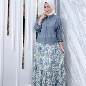 Safara set rok - oneset rok rayon mix linen