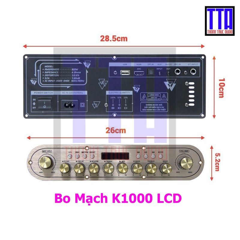 Bo Mạch loa kéo xách tay K1000 2 tấc đôi đến 2,5 tấc đôi - 2 kênh 100W