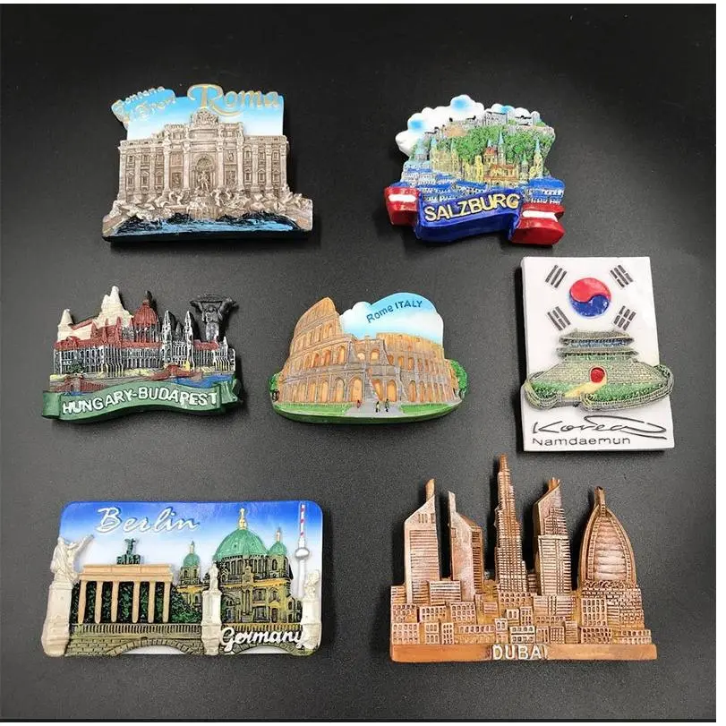 Germany Dubai Italy South Korea Fridge Magnet Resin Magnetic Creative 3D Export Berlin Wishing Fountain