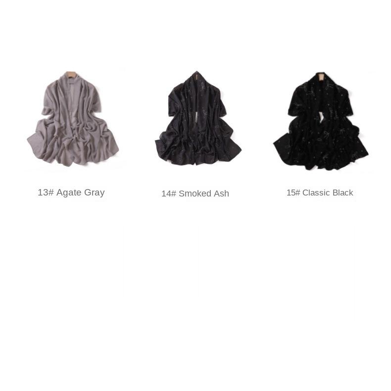 Product Introduction of High-End Heavy Craft Bowknot Rhinestone Solid Color Chiffon Long Scarf Full Rhinestone Shawl Headscarf Cape Scarf Silk Scarf for Women 7