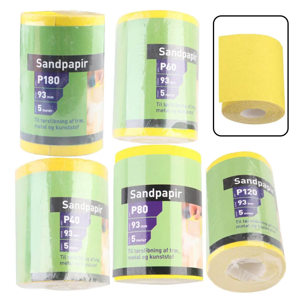5M Fast Sandpaper Yellow Aluminium Oxide Sanding Roll Abrasive Tool ...