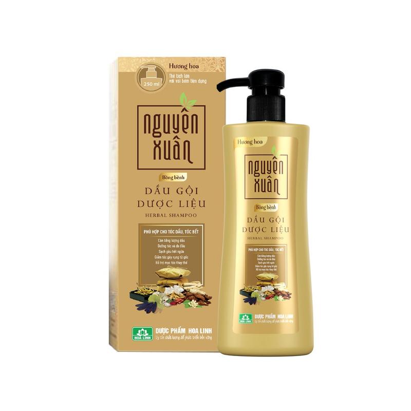 Dầu gội dược liệu Nguyên Xuân Bồng Bềnh 250ml - Ngát hương hoa phù hợp với da đầu dầu.