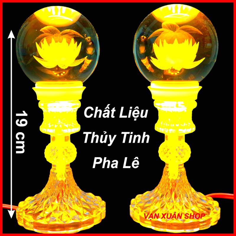 [ Hàng loại 1 ] Bộ 2 Đèn Thờ Pha Lê Cầu Thủy Tinh Ánh Sáng Vàng Chất Lượng Cao - Đèn Bàn Thờ, Đồ Thờ Cúng, Thờ Phật, Thờ Ông Địa - LED Chip SMD Siêu Bền - đèn thờ cầu phale  Decor Phòng Trang Trí Nhà