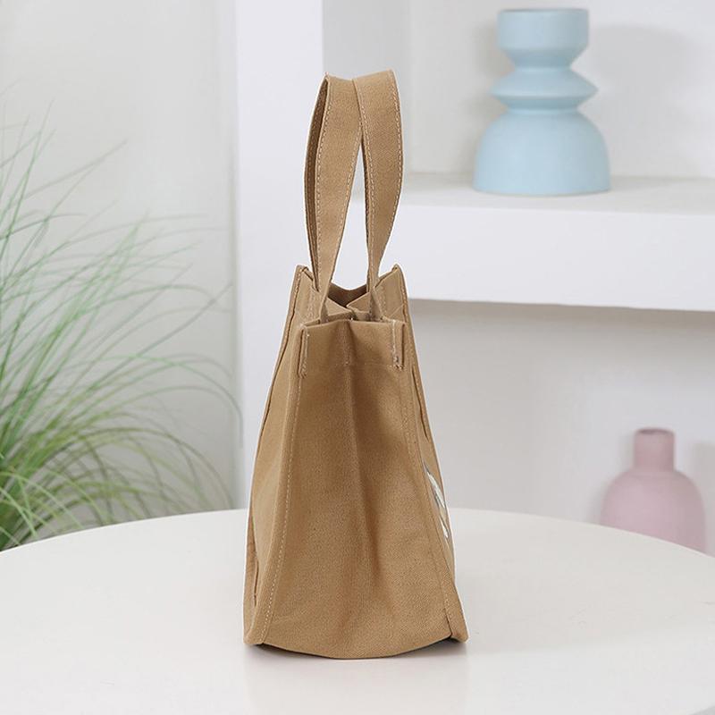 Product Introduction of Cartoon Cute Printed Pattern Canvas Handbag Office Worker Lunch Bag Tote Bag Picnic Drink Bag Portable Outdoor Food Bags 15