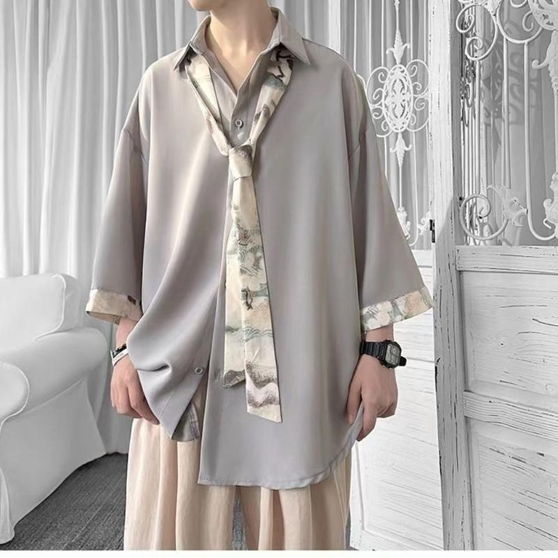 Bộ Ba Mảnh, Áo Cropped Nam, Chất Liệu Lụa Lạnh Dáng Suông, Quần Thường Ngày Phong Cách Ngầu Màu Xanh Lá Đậm Cao Cấp, Tuyệt Vời Để Mặc Hàng Ngày 6