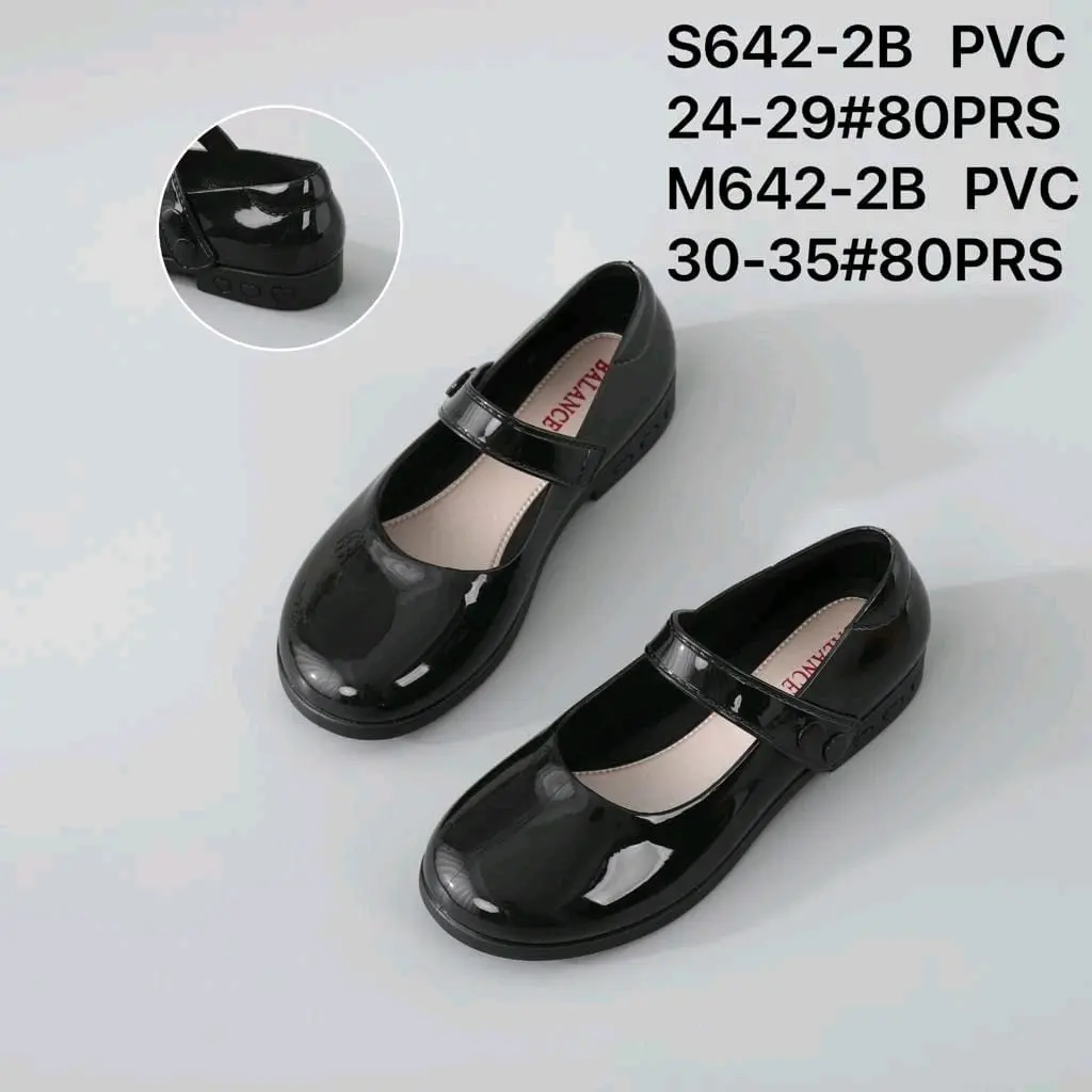 id SEPATU PANTOFEL ANAK SEKOLAH FULL GLOSSY HITAM S642
