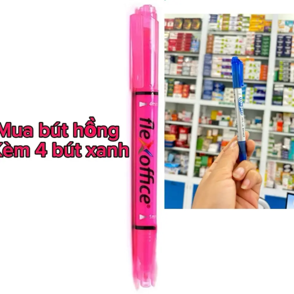 Bút dạ Hồng kèm bút dạ xanh , bút viết nét