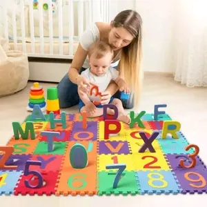 Matras puzzle angka&huruf ukuran15×15cm isi40pcs/alaslantai/mainanedukasianak/matraspuzzle/evamat