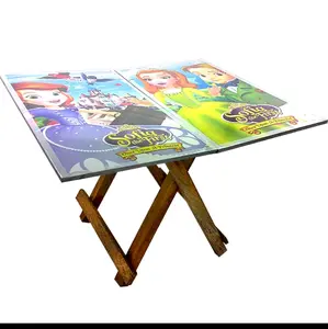 Meja lipat silang kayu belajar untuk anak - anak karakter kartun termurah Furniture