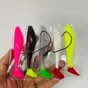 PADDLE POP 10CM ISI 5 BONUS 2 WORM HOOK 5/0 KEVLAR  150LBS || UMPAN CASTING GABUS TOMAN