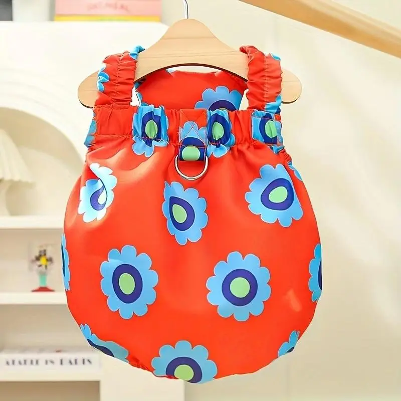 Floral Print Pet Dress, 1 Count Cute Pet Clothes for Small Medium Dogs & Cats, Fashionable Pet Clothing for Daily Wear 4
