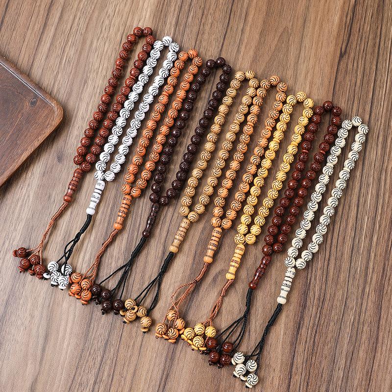 Product Introduction of 33 Natural Blackwood Tesbiha Bracelet | Men's Worship Beads Dhikr Counter Handmade Beaded Muslim Bracelet Meditation/Daily Dual-Use 2
