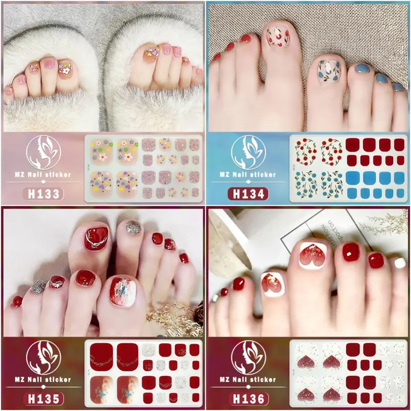 Miếng Dán Móng Chân Miếng Dán Đầy Đủ Miếng Dán Móng Tay Nghệ Thuật Miếng Dán Móng Chân Nhỏ Và Tươi Mới Miếng Dán Ngón Chân Nữ 0