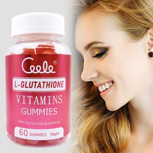 Gummies Glutathione, L-Glutathione, Pemutihan Kulit, untuk Memutihkan dan Melembapkan Kulit, 500mcg Biotin dan L-glutathione, Dengan Vitamin C, D, E dan Asid Pantotenik, Perisa Strawberi dan Pic Merah Jambu, 60 Kiraan, Vegan, Gummy Pemutih Kulit