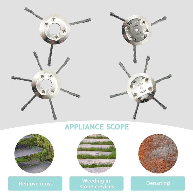 Product Introduction of 1Pcs New Steel Wire Wheel Lawn Mower Head Removal Moss Rust Brush Disc Weed Brush Head Universal 6 inch Grass Trimmer Head 21