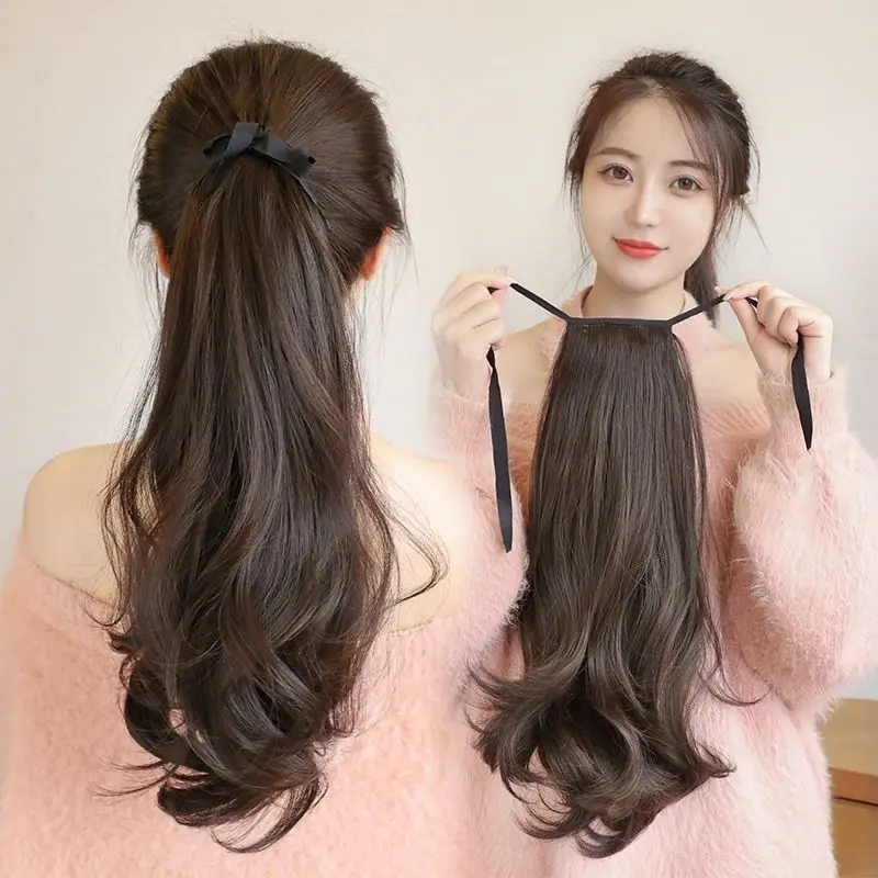 Tóc Đuôi Ngựa Giả, Dành Cho Nữ, Dây Đeo, Xoăn Siêu Nhỏ, Sóng Sâu, Tóc Dài, Bện Tóc Đuôi Ngựa, Tóc Nhân Tạo, Cuộn Tóc Hình Quả Lê Tự Nhiên, Tóc Nối Women Wig
