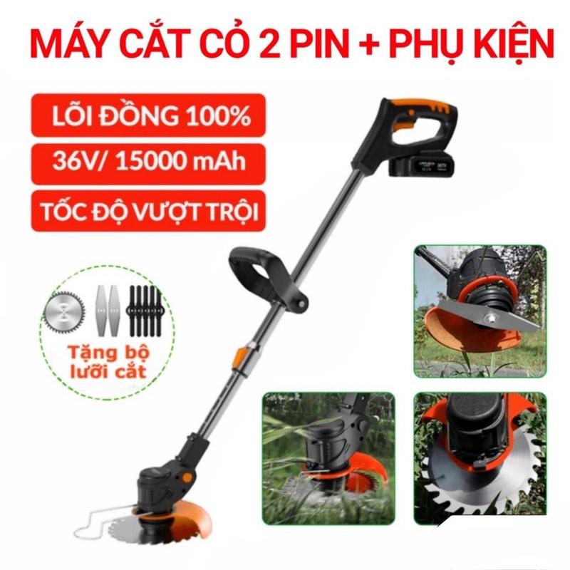 Máy cắt cỏ dùng pin cầm tay, máy phát cỏ tặng bộ dụng cụ làm vườn kèm 8 lưỡi