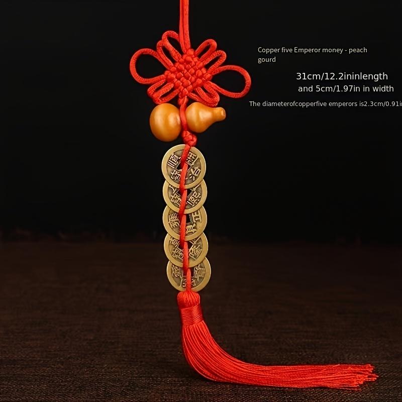 2 Traditional Chinese Five Emperors Money To Win The Wealth And Wealth Ornaments, Metal Feng Shui Amulets, Symbolizing Wealth And Prosperity, Gourd Design, Door Protection Amulets, No Power Supply Required, No Feathers 1