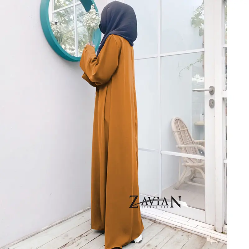 Zavian Gamis Abaya Wanita Kekinian Polos Wolpis Premium Ukuran S M L XL XXL /Basic Abaya Polos Wanita Terbaru Muslim Hitam Remaja Syari Dress Dewasa Maxi Lebaran Mewah Simple Arab Pesta 5