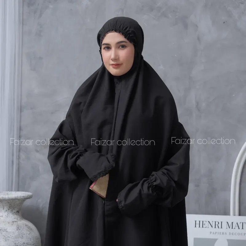 Mukena Dewasa Stelan Berlengan Umroh Dan Haji Katun Premium Haji Muslim Putih 8
