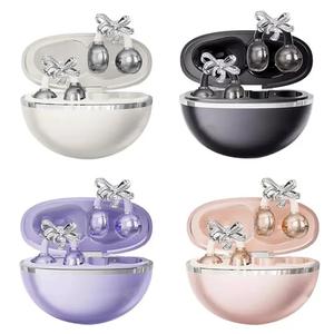 Hifi Cordless Bluetooth Open Earphone Clip-on Earbuds Detachable Crystal Bow Earrings Suitable for Sports Fitness Workout
