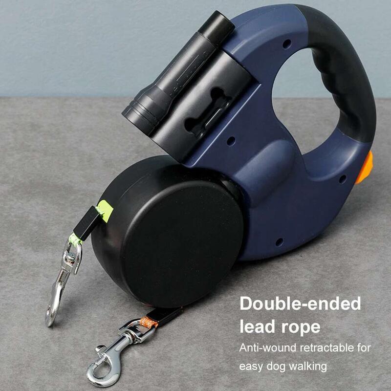 Product Introduction of Small Dog Dual Retractable Heads And LED With Led Pet Leash Lights Leads EASY 14