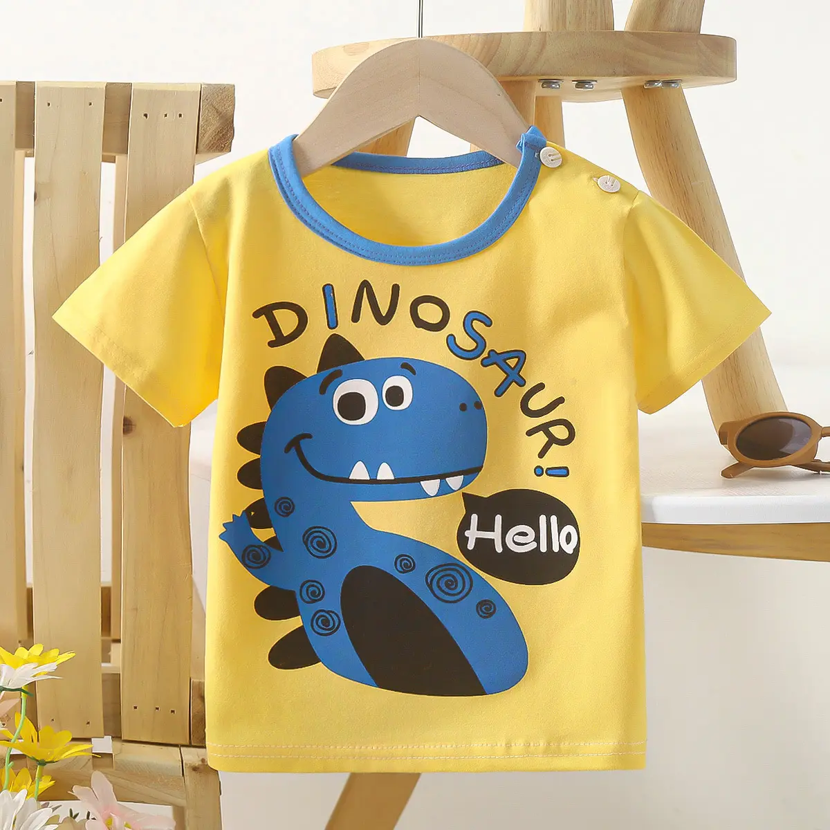 CHILDREN'S short sleeve cotton 2024 New Summer Baby Boy T-shirt cartoon girl short sleeve Korean irregular T-shirt children's clothing
