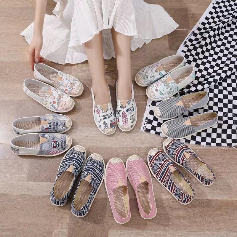 20242023 New Canvas Shoes Women's Shoes Korean Style Leisure Cloth Shoes Low-Cut Lightweight Comfortable Breathable One Pedal Women's Shoes 2