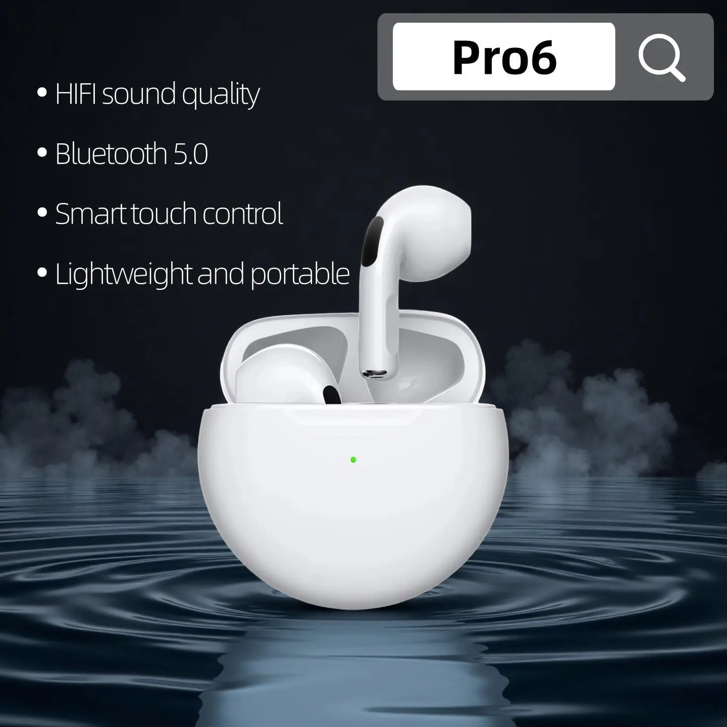 Pro6 wireless Bluetooth 5.0 in ear Headphones, clear voice calls ...