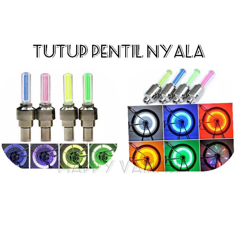 2pcs Lampu LED Tutup Pentil Ban Nyala Motor Mobil Tutup Pentil Nyala Car 2