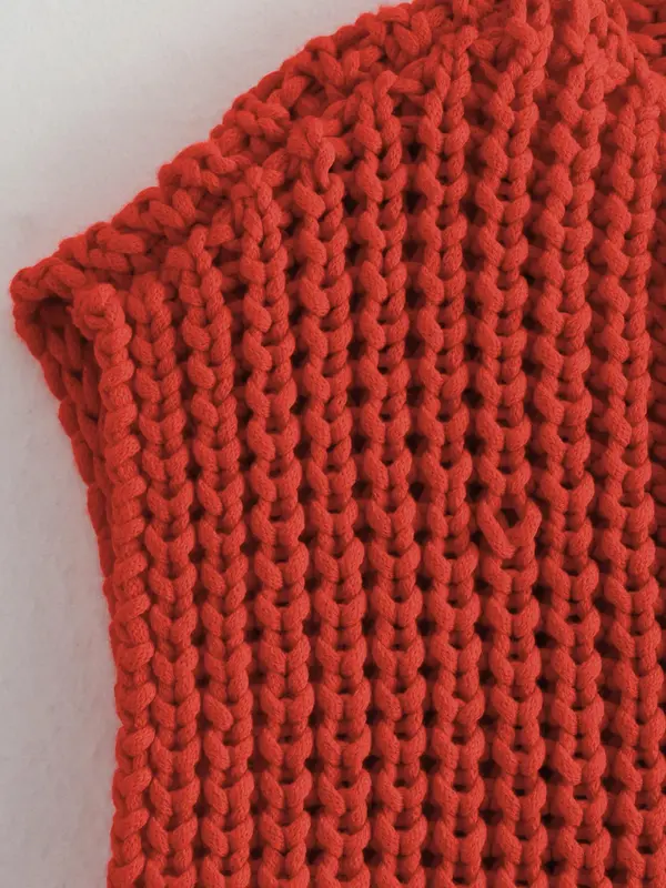 【Plus Size】 Solid Button Front Pocket V Neck Sweater Cardigan, Casual Sleeveless Knitwear for Spring & Fall, Women's Plus Clothing for Daily Wear 8