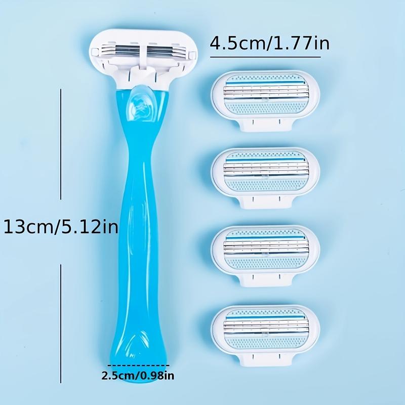 Product Introduction of Women's Manual Hair Removal Tool, 1 One Handle +8 One Blade, 3 Layers Stainless Steel Blades, Non-Slip Handle 2