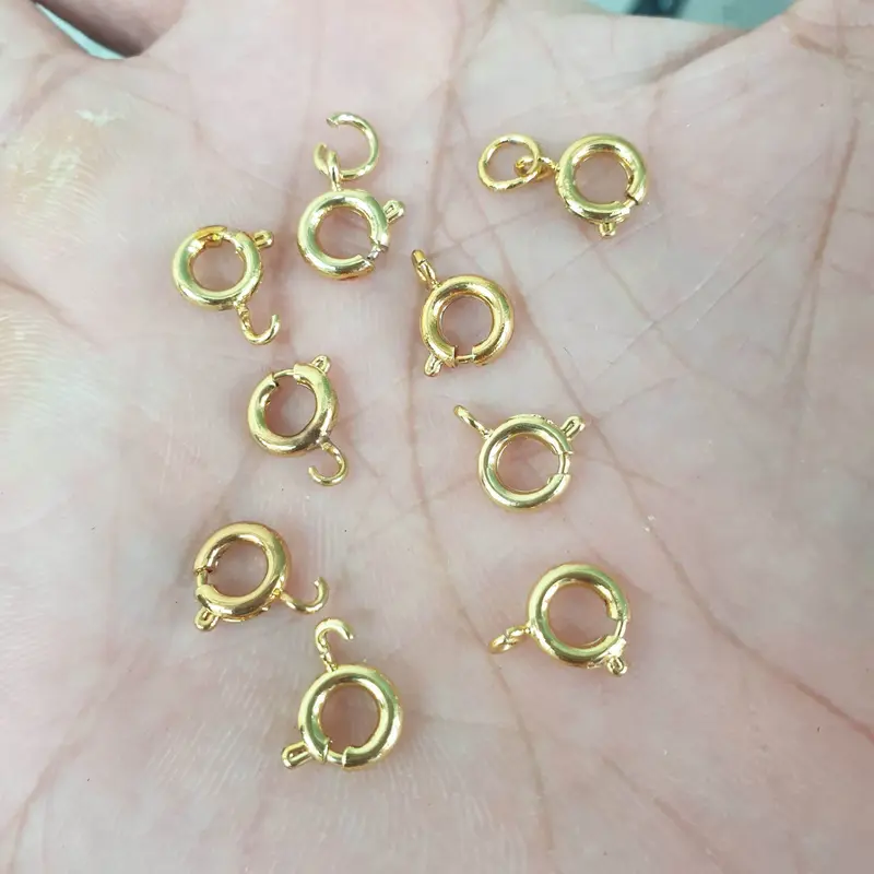 (Tặng kèm Khoen Tròn) Móc Khóa Tròn Inox Mạ Vàng- Thay thế móc dây chuyền lắc tay 4