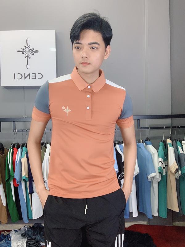 Áo PHÔNG CỔ NAM PHOM ÔM THÊU BÔNG TUYẾT PHA VAI-TAY KIỂU. Chất mềm mát co giãn nhẹ thấm hút tốt thông thoáng. Menswear Polo Ngắn Tay Có Cổ Tay Ngắn