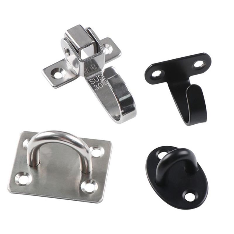 Product Introduction of 1Pcs New Pad Eye Wall Hook Plate Deck U/J-Shaped Ceiling Mount Hanger Stainless Steel Black Door Buckle for Fan Lamp Organiser Light 17
