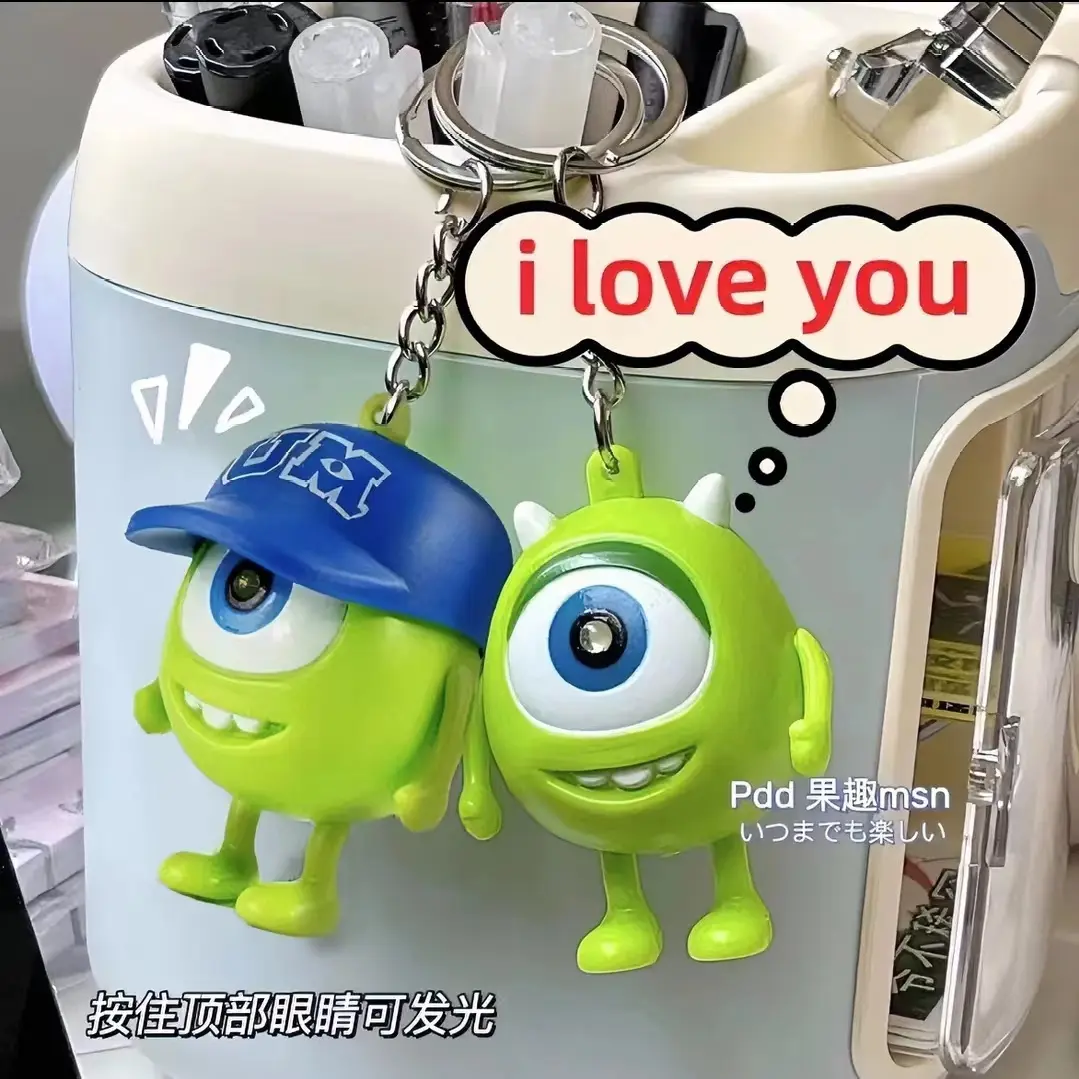 Luminous Big Eyes Keychain Doll Toy Can Say ILOVEYOU Light Sound Creative Toy Ornaments