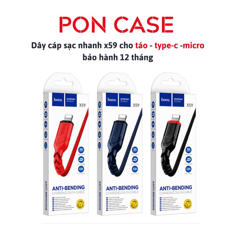 Dây sạc iphone type c chính hãng Hoco x59 Victory sạc nhanh 3A dây dù chống đứt - Pon case Phụ Kiện Sạc Điện Thoại
