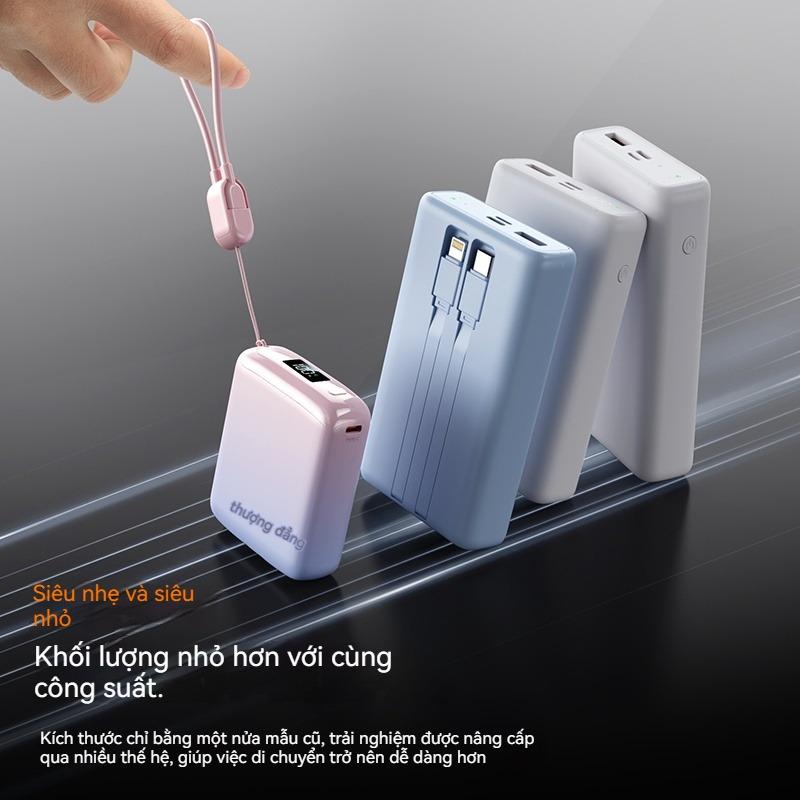 Sạc Dự Phòng Mini sạc nhanh 66W power bank tích sẵn cáp cho điện thoại Sạc Pin Power Bank 20000mAh 5