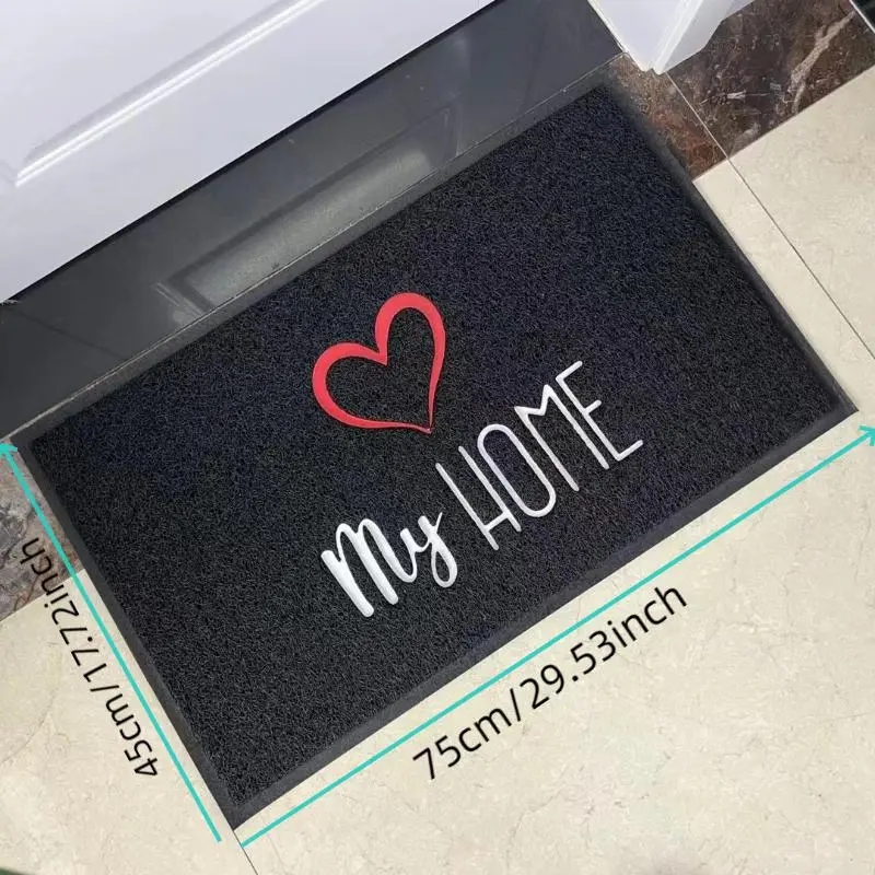 Heart & Letter Pattern Door Mat, 1 Count Non-slip Doormat, Home Decor Front Doormat, Durable Floor Mat for Outdoor, Indoor, Garage, Entryway 4