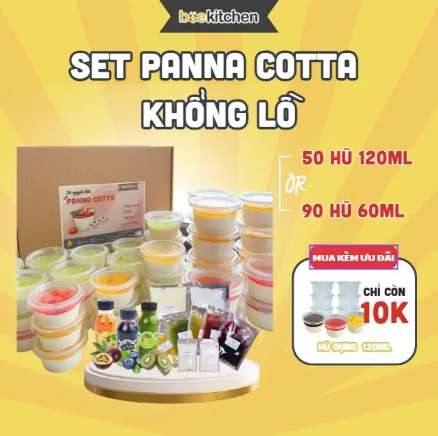 Set nguyên liệu làm panna cotta khổng lồ với các vị mứt hoa quả thơm ngon mát lạnh  - thành phẩm ra được 70 - 90 hũ 60ml ( Ăn Vặt )