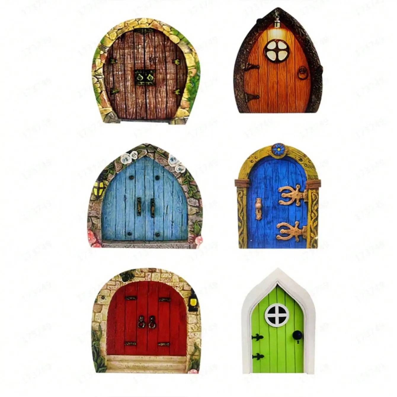 Wooden Door Shaped Ornament, 6 Counts/set Creative Fairy Door Decorative Craft, Home Decor for Living Room Bedroom Garden Yard