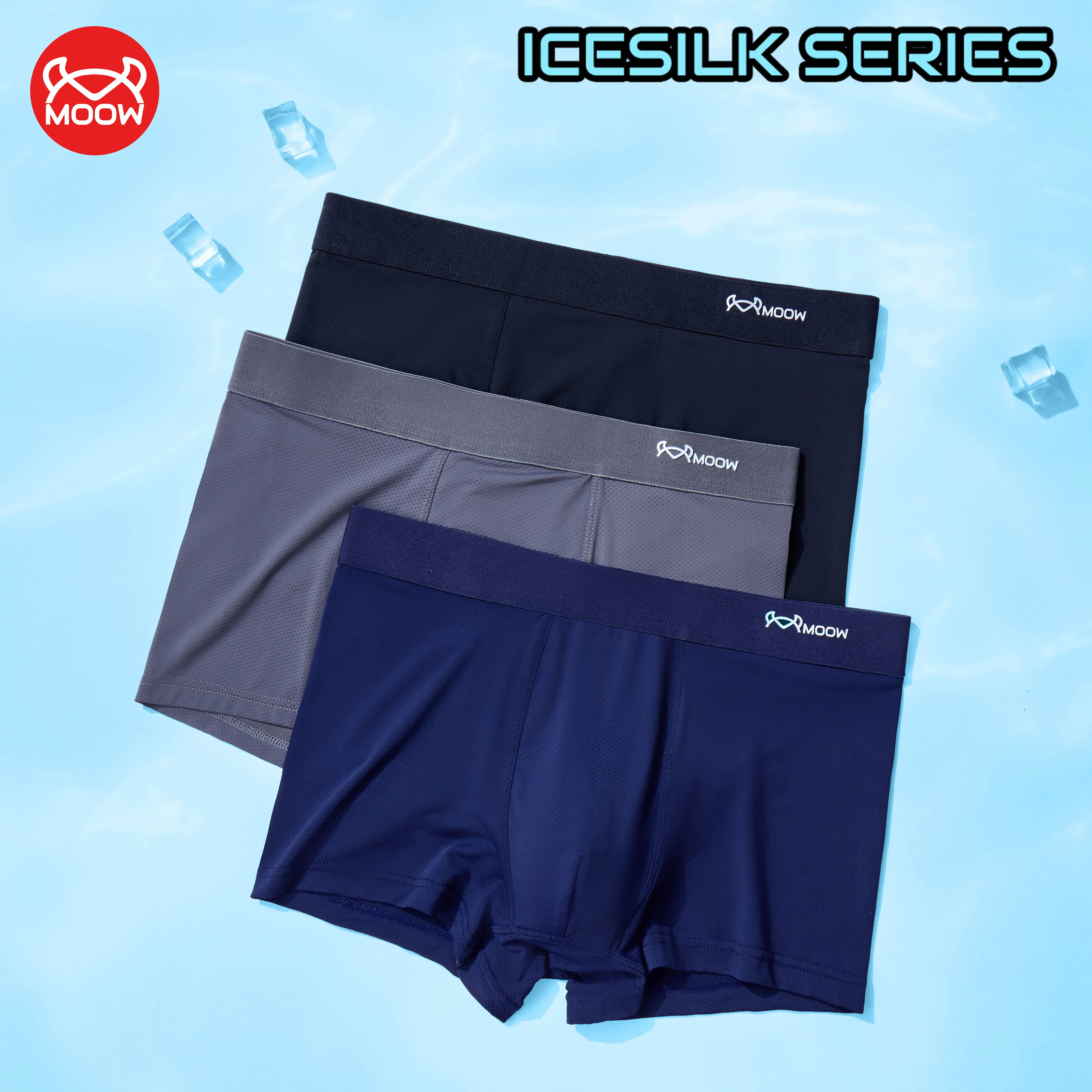 MOOW PAKET 3 PCS Celana Dalam Pria Boxer Icesilk Mesh Premium Adem Tipis dan Lembut Antibakteri 5A MPL55