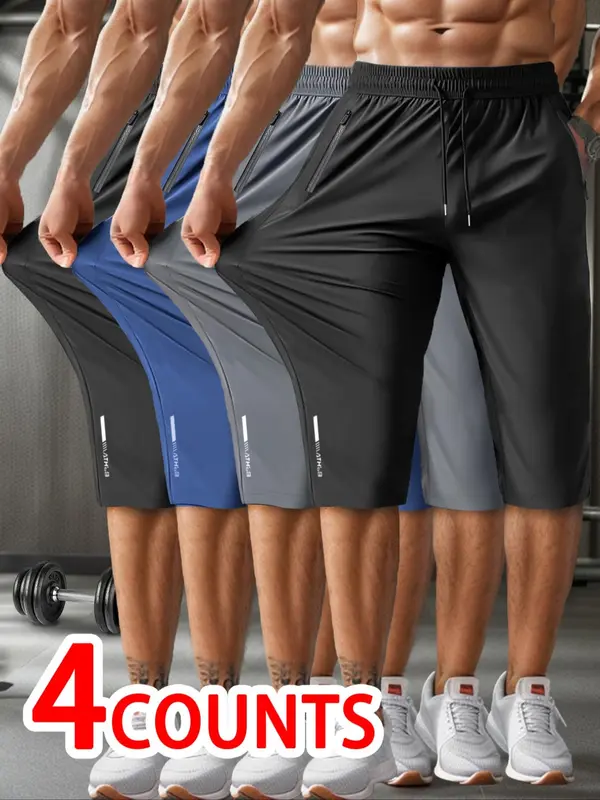Men's Solid Drawstring Waist Capris Pants, Casual Regular Fit Pocket Track Capris Pants for Summer, Men's Bottoms for Daily Wear, Shorts for Men, Shorts for Summer 3